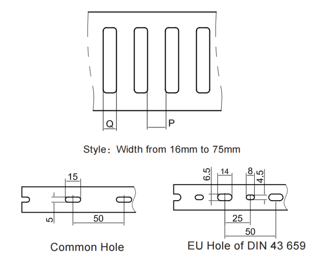 Slot Wiring Duct B 16mm 75mm High drawing details